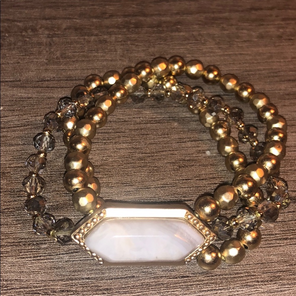Three Strand Gold Ball Beaded Bracelet